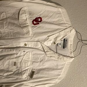 COLUMBIA ,WHITE ,MENS XL , Oklahoma sooners fishing shirt